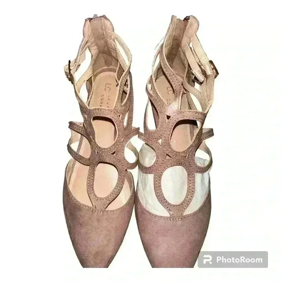 Lauren Conrad Mauve Strappy Pointed Toe Flat Shoes, Size 9 - Picture 2 of 5